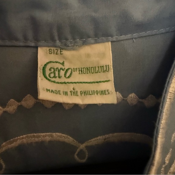 Vintage Caro of Honolulu Blue Embroidered Peignoir Robe •  Nylon • M/ - Picture 3 of 7